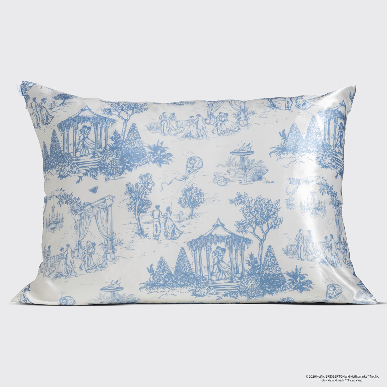 Bridgerton x Kitsch Garden Toile Satin Pillowcase — Standard — lifestyle 3