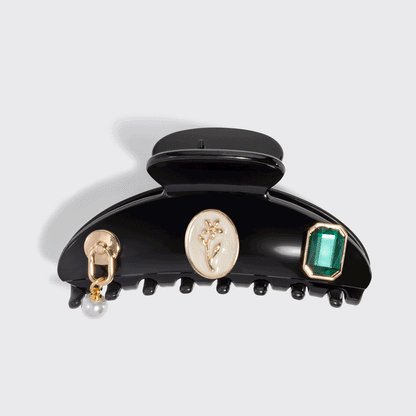 KitschPop Curved Claw Clip Vintage Black - animated style demo