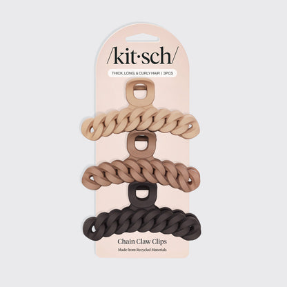 KITSCH Neutral Chain Claw Clips 3pc Set - packaging flat lay
